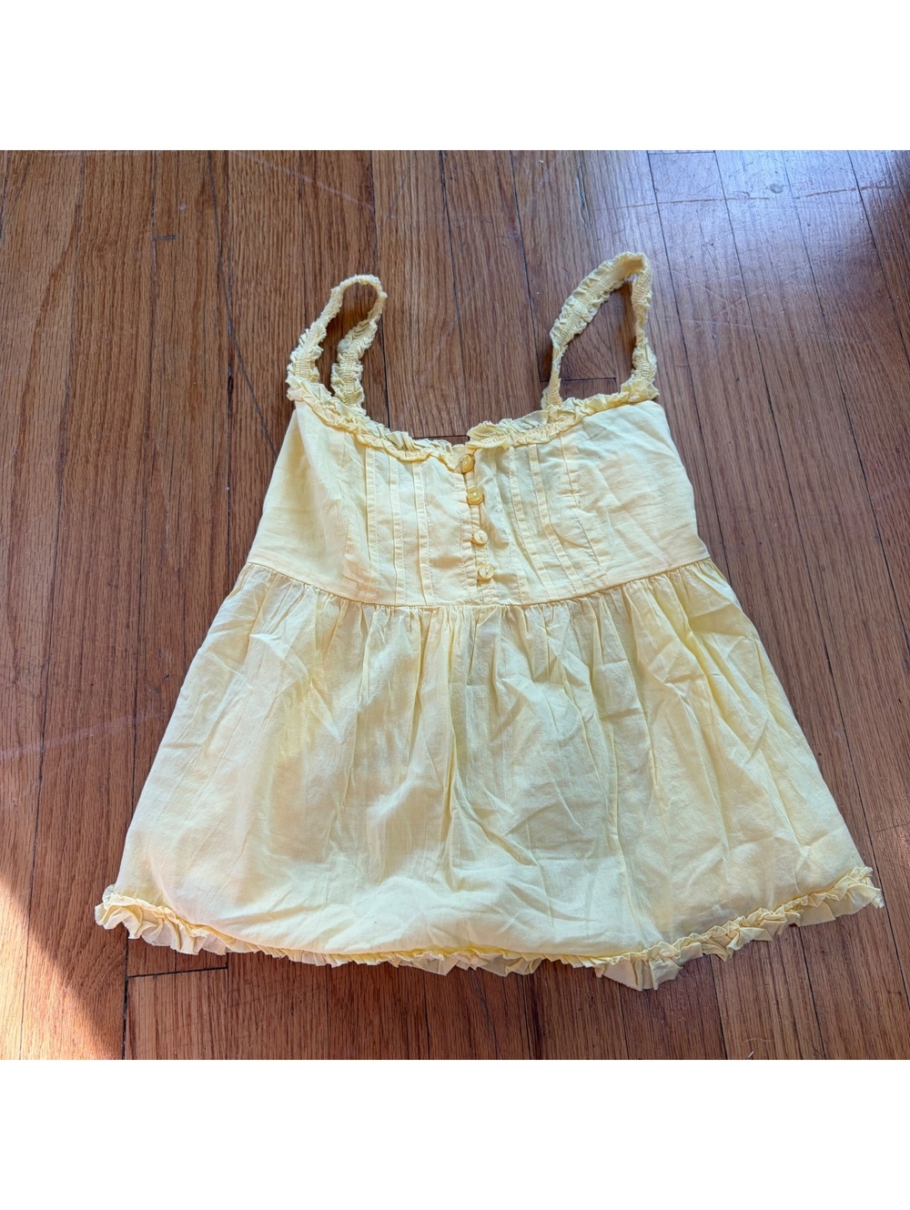 Y2k NWT urban outfitters baby yellow lace ruffle whimsical button babydoll top